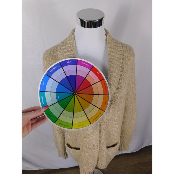 Eddie Bauer XL Oatmeal Knit Cardigan Shawl Collar Cottagecore - Picture 8 of 10